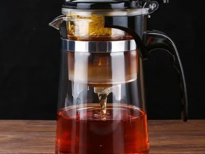 新款家用500ml茶水分离杯耐热透明玻璃咖啡泡茶杯图2