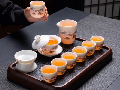 功夫茶具套装家用办公室轻奢高档泡茶盖碗茶杯主人杯全套茶盘图2